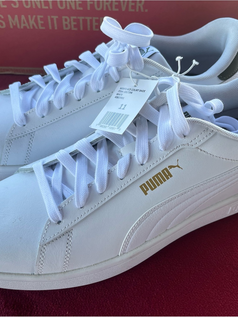 Puma White Sneakers with Gold Branding SIZE 11